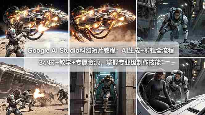 Google AI Studio科幻短片教程：AI生成+剪辑全流程，3小时+教学+专属资源，掌握专业级制作技能