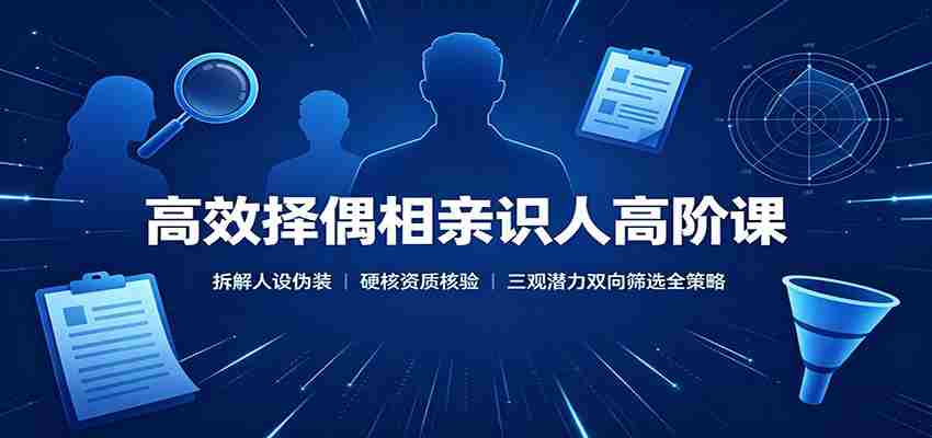 高效择偶相亲识人高阶课：拆解人设伪装，硬核资质核验，三观潜力双向筛选全策略