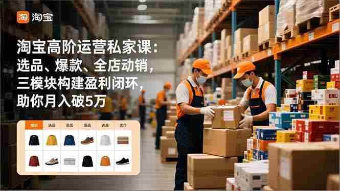 淘宝高阶运营私家课：选品、爆款、全店动销，三模块构建盈利闭环，助你月入破5万