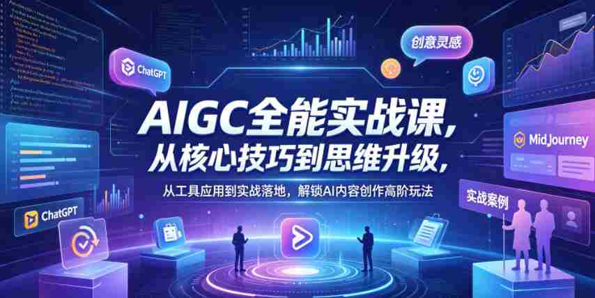 AIGC全能实战课，从核心技巧到思维升级，从工具应用到实战落地，解锁AI内容创作高阶玩法