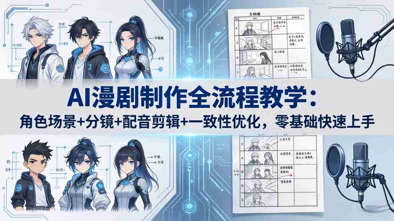 AI漫剧制作全流程教学：角色场景+分镜+配音剪辑+一致性优化，零基础快速上手