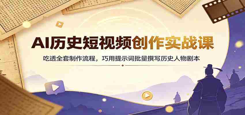 AI历史短视频创作实战课：吃透全套制作流程，巧用提示词批量撰写历史人物剧本