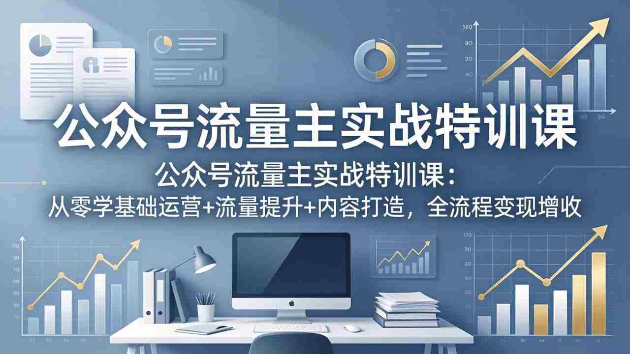 公众号流量主实战特训课：从零学基础运营+流量提升+内容打造，全流程变现增收