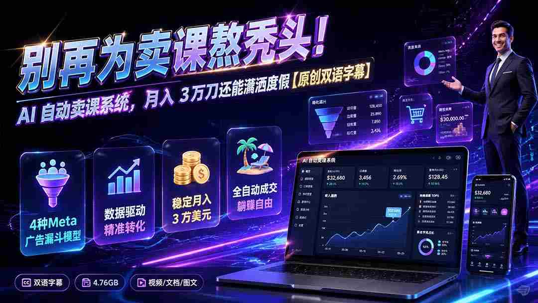 别再为卖课熬秃头！AI 自动卖课系统，月入 3 万刀还能潇洒度假【原创双语字幕】