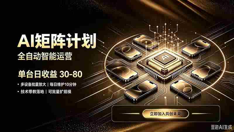 AI智能对话，矩阵规模化创业，全程技术扶持，长久稳定，日入800+