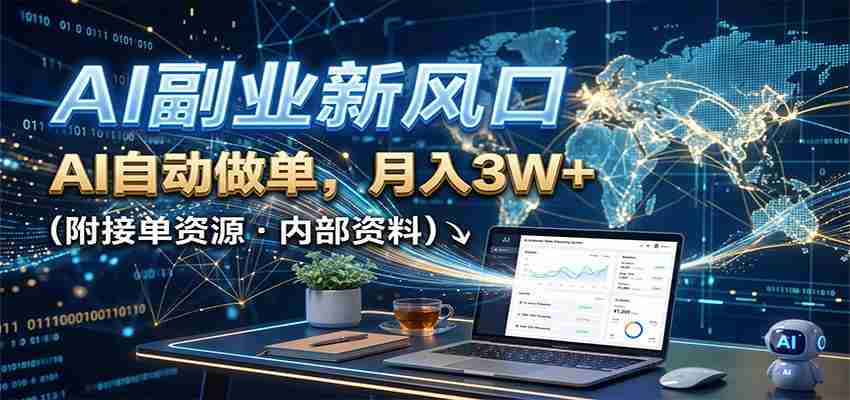 AI副业新风口，AI自动做单，月入3W+，附接单资源