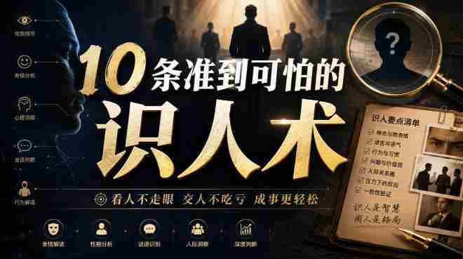 付费文章：10条准到可怕的识人术