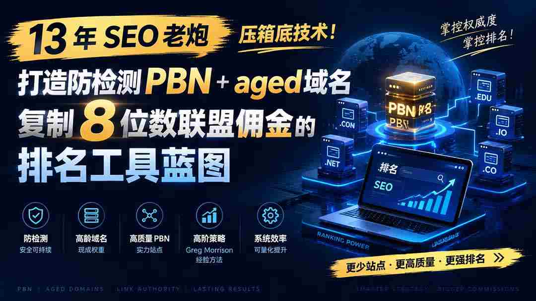 13 年 SEO 老炮压箱底技术！打造防检测 PBN+aged 域名，复制 8 位数联盟佣金的排名工具蓝图【原创双语字幕】
