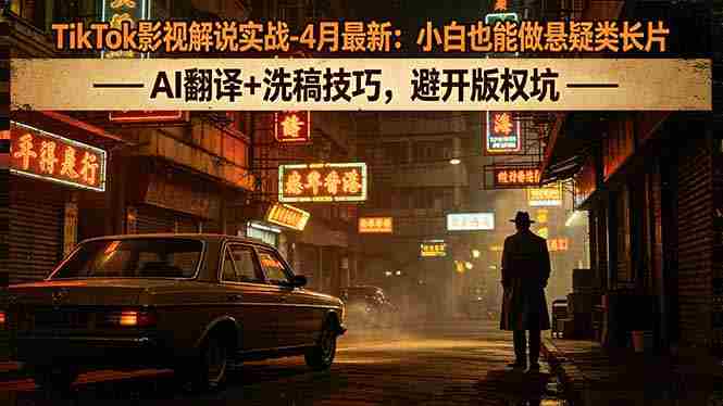TikTok影视解说实战-4月最新：小白也能做悬疑类长片，AI翻译+洗稿技巧，避开版权坑