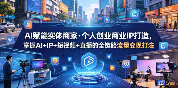 AI赋能实体商家·个人创业商业IP打造，掌握AI+IP+短视频+直播的全链路流量变现打法