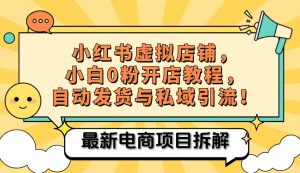 小红书电商,小白虚拟类目店铺教程,被动收益+私域引流