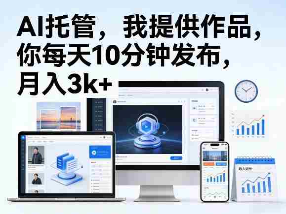 公众号AI托管，我提供作品，你每天10分钟发布，月入3k+