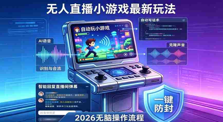 2026年AI无人直播小游戏全流程，不违规不封号，开启创业副业增收之路，小白月入1w+