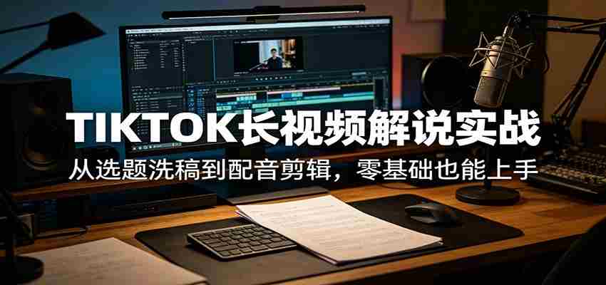 TIKTOK长视频解说实战：从选题洗稿到配音剪辑，零基础也能上手
