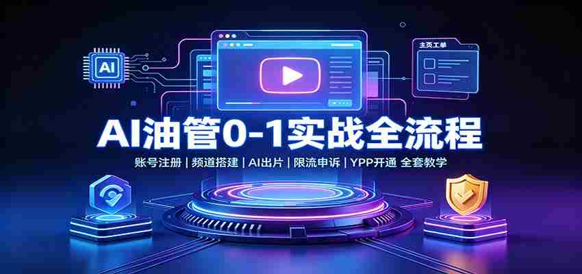 AI油管0-1实战：账号注册频道搭建，AI出片，限流申诉，YPP开通全套教学