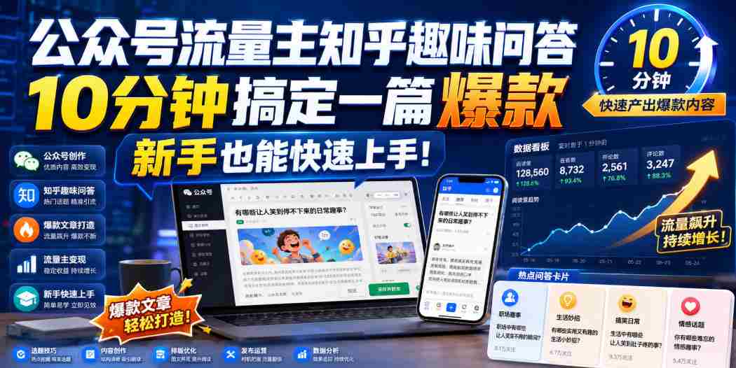 公众号流量主知乎趣味问答，10分钟搞定一篇爆款，新手也能快速上手！