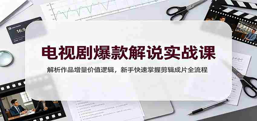 电视剧爆款解说实战课：解析作品增量价值逻辑，新手快速掌握剪辑成片全流程