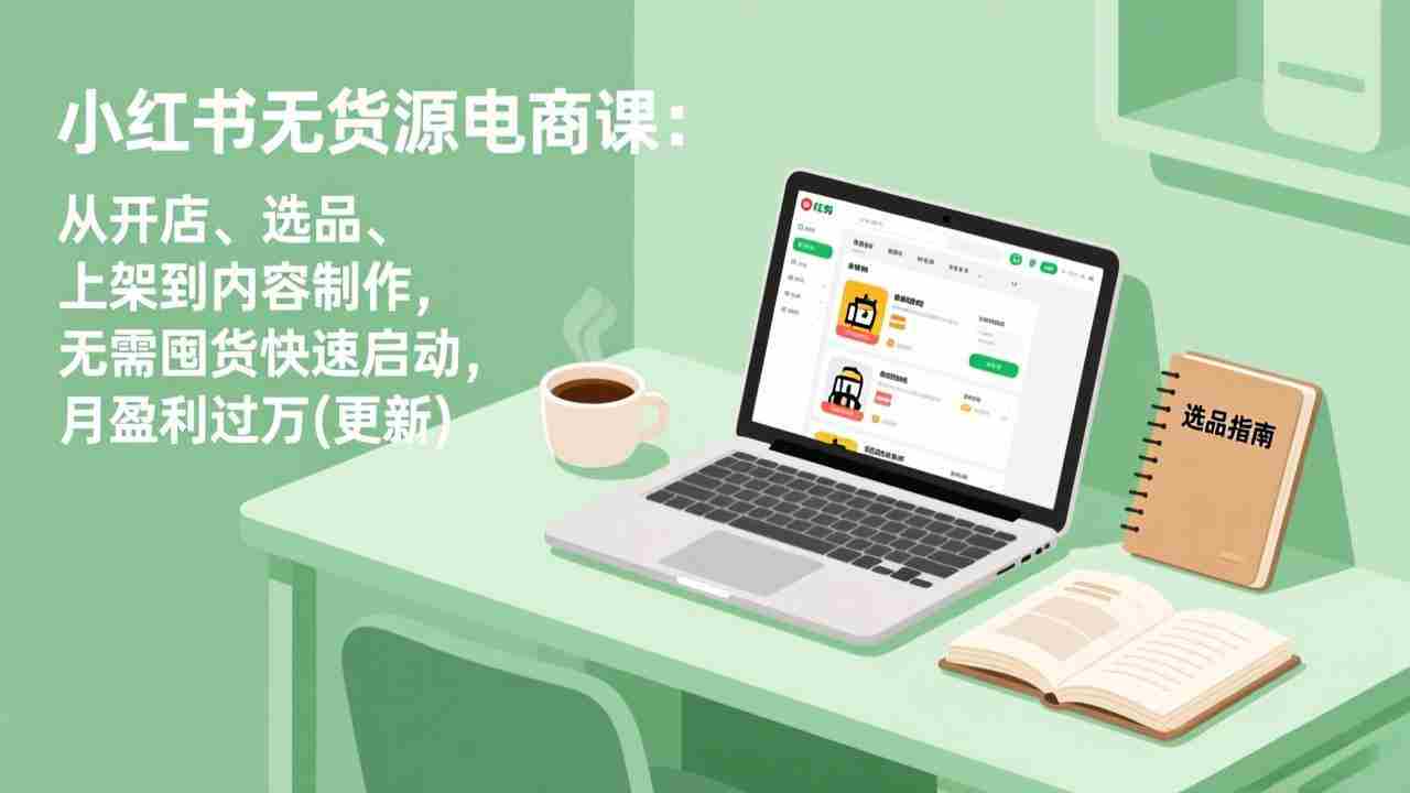 小红书无货源电商课(3月更新)：从开店、选品、上架到内容制作，无需囤货快速启动，月盈利过万