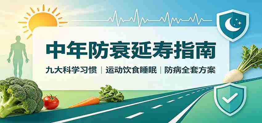 中年防衰延寿指南：九大科学习惯，运动饮食睡眠防病全套方案
