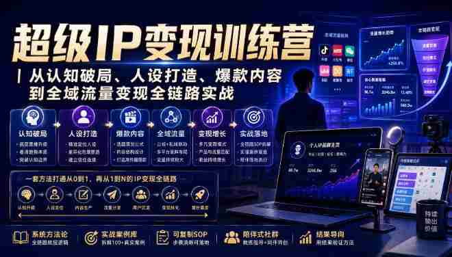 超级IP变现训练营｜从认知破局、人设打造、爆款内容到全域流量变现全链路实战