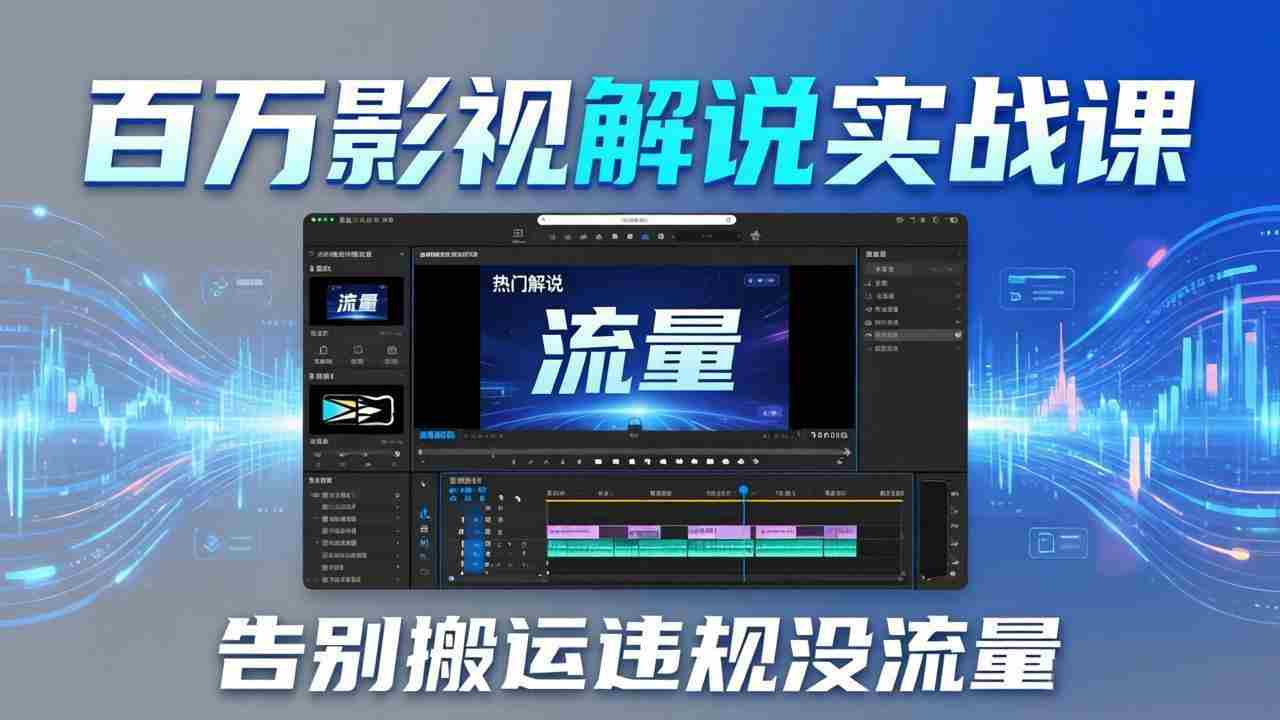 百万影视解说实战课：告别搬运违规没流量，AI文案+配音+剪映，做出能上热门的解说视频
