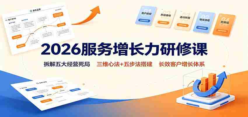 2026服务增长力研修课：拆解五大经营死局，三维心法+五步法搭建长效客户增长体系