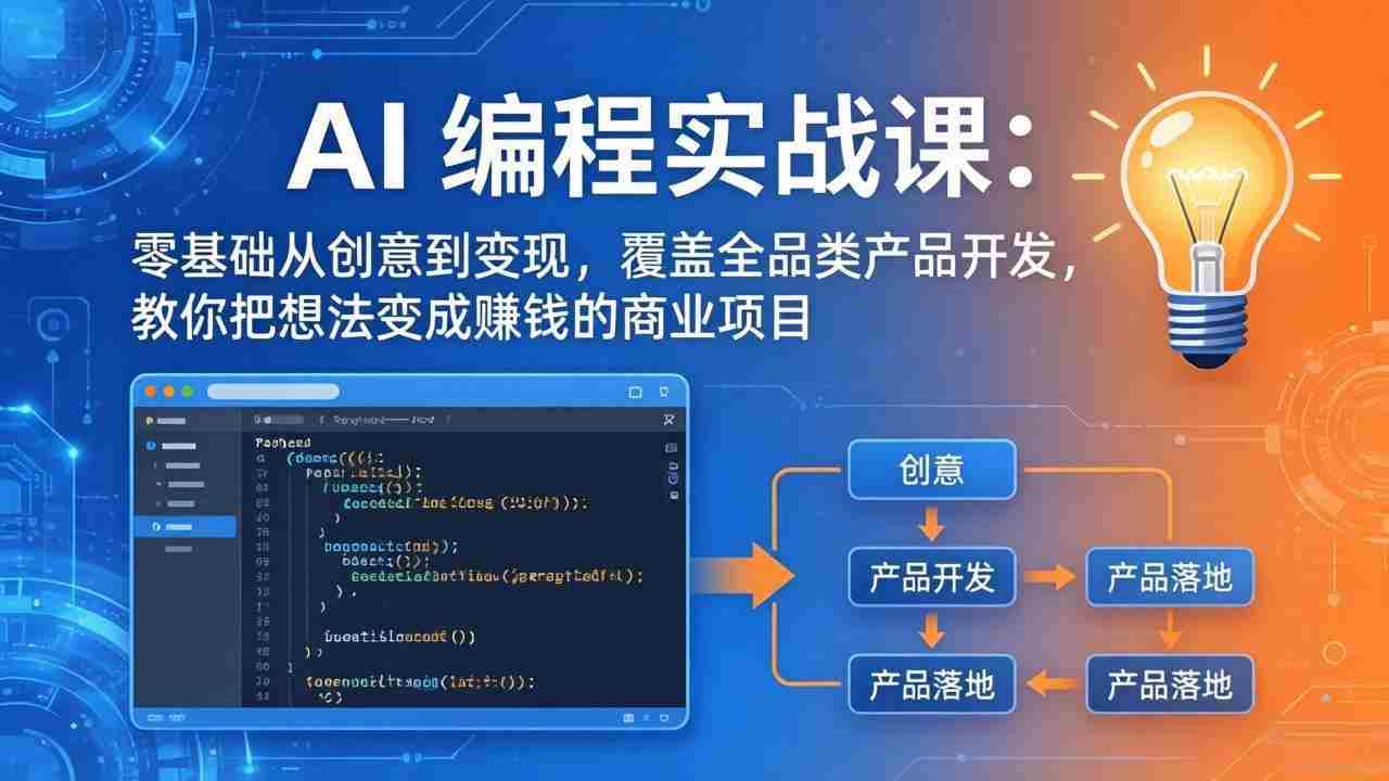 AI编程实战课-第三期-5月9更新：零基础从创意到变现，覆盖全品类产品开发，把想法变成赚钱项目