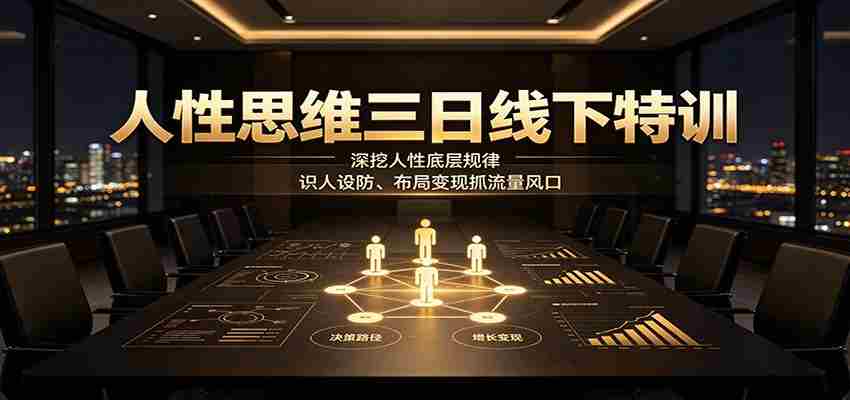 人性思维三日线下特训：深挖人性底层规律，识人设防、布局变现抓流量风口