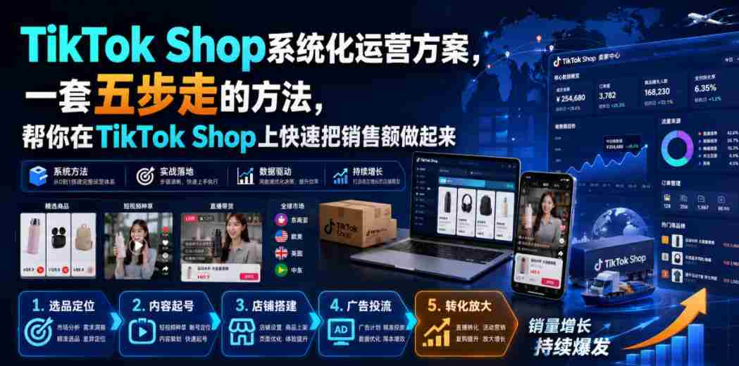 TikTok Shop系统化运营方案，一套五步走的方法，帮你在TikTok Shop上快速把销售额做起来【原创双语字幕】