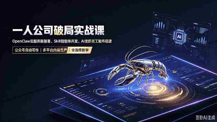 一人公司破局实战课｜OpenClaw云服务器部署、Skill智能体开发、AI龙虾员工矩阵搭建，公众号自动写作与多平台内容…