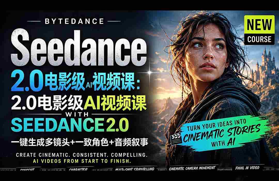 Seedance 2.0电影级AI视频课：一键生成多镜头+一致角色+音频叙事