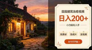 田园建筑治愈视频日入2张+小白轻松入手，可以发抖音，百度，快手，视频号拿多份收益