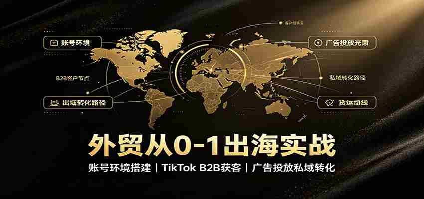 外贸从0-1出海实战：账号环境搭建，TikTok B2B获客，广告投放私域转化