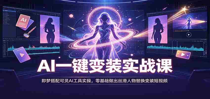 AI一键变装实战课：即梦搭配可灵AI工具实操，零基础做出丝滑人物替换变装短视频