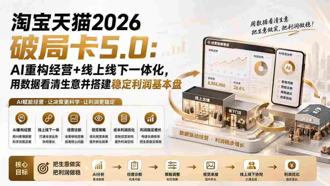淘宝天猫2026破局卡5.0：AI重构经营+线上线下一体化，用数据看清生意并搭建稳定利润基本盘