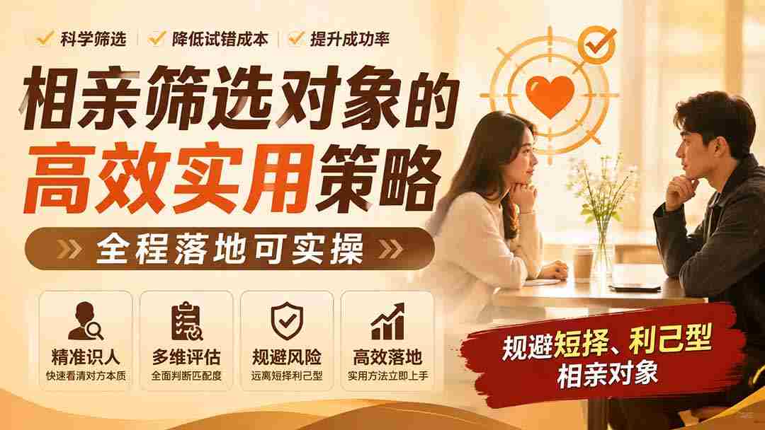 付费文章：相亲筛选对象的高效实用策略，全程落地可实操，规避短择、利己型相亲对象