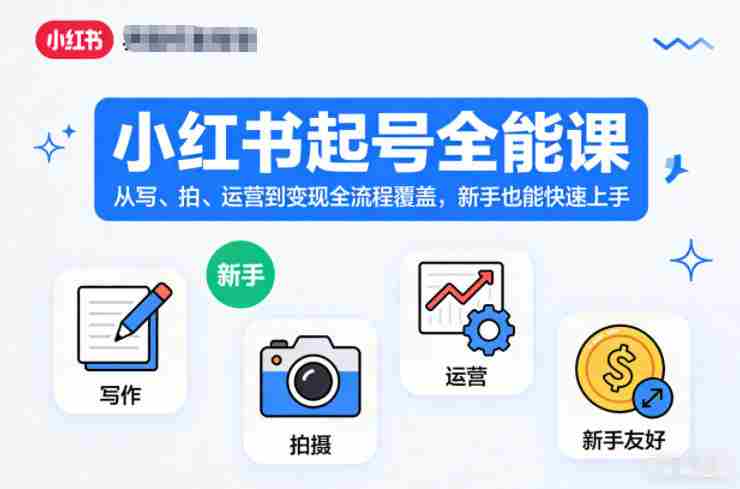 小红书起号全能课，从写、拍、运营到变现全流程覆盖，新手也能快速上手（更新）