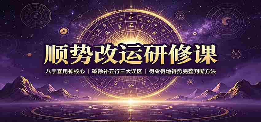 顺势改运研修课：八字喜用神核心，破除补五行三大误区，得令得地得势完整判断方法