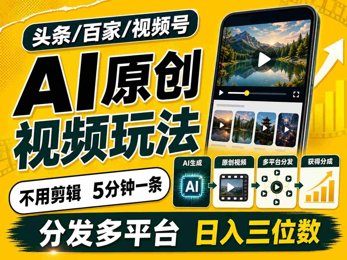2026头条百家号升级玩法 5分钟一条原创视频 发多平台赚收