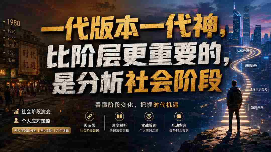 付费文章：一代版本一代神，比阶层更重要的，是分析社会阶段