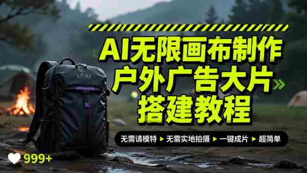 AI无限画布制作户外广告大片搭建教程，无需实地拍摄、无需请模特，一个产品图就能搞定