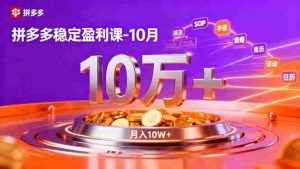 拼多多稳定盈利课-10月，强付费SOP+微付费高投产+活动矩阵，单店月入10万+