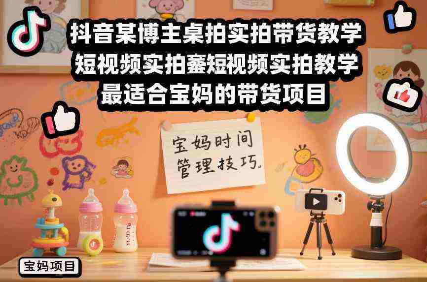 抖音某博主桌拍实拍带货教学，短视频实拍教学，最适合宝妈的带货项目