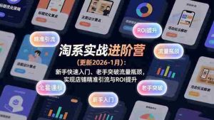 淘系实战进阶营(更新2026-1月)：新手快速入门、老手突破流量瓶颈，实现店铺精准引流与ROI提升