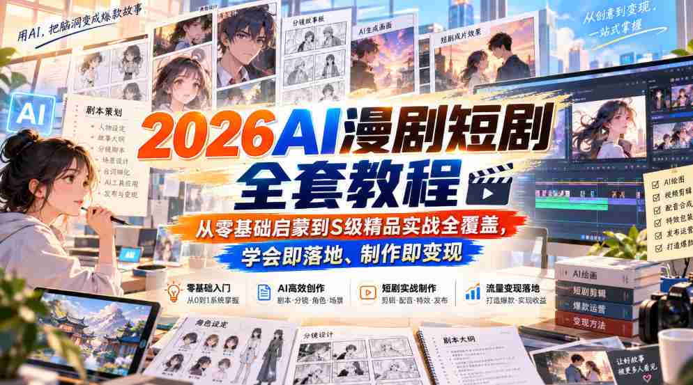 【全解析】2026年AI动画剧集制作攻略：从新手起步至顶尖实战，学成即能盈利