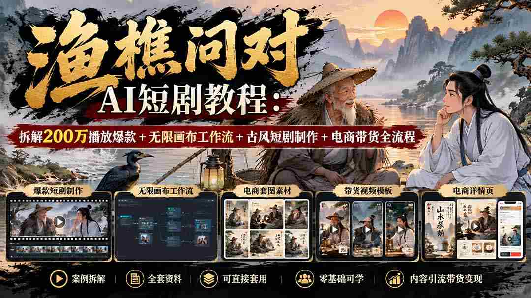 揭秘无水印AI短剧制作攻略：解锁200万播放爆款秘诀，探索无限画布与古风短剧创作，电商带货流程一网打尽