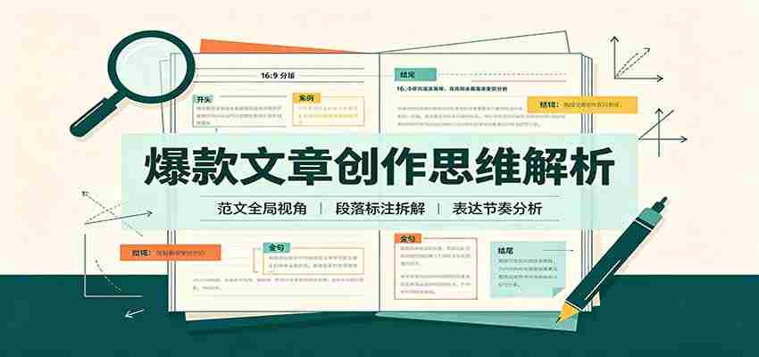 爆款文章创作思维解析：全局视角拆解范文，梳理行文逻辑，搭配真实拆文实操案例