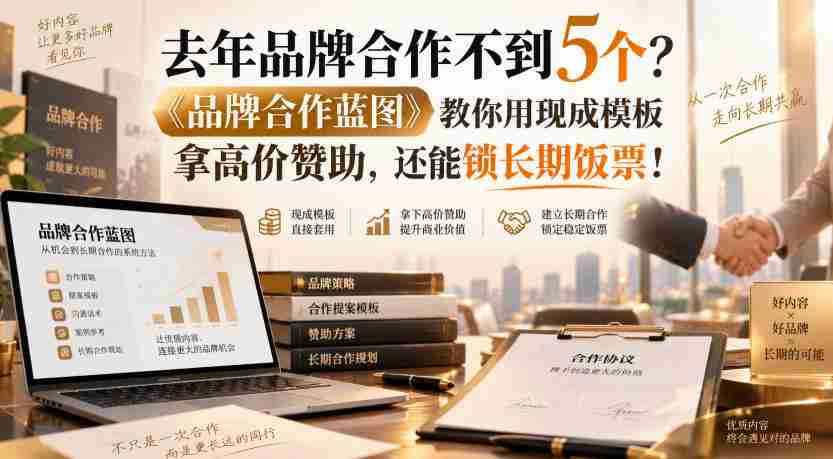 去年品牌合作不到5个？《品牌合作蓝图》教你用现成模板拿高价赞助，还能锁长期饭票！【原创双语字幕】
