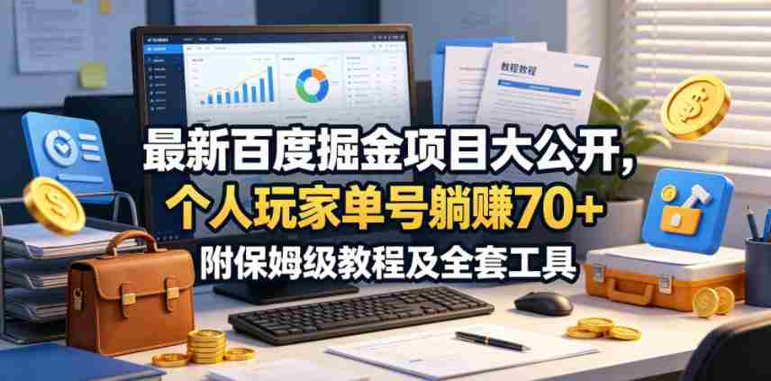 最新百度掘金项目大公开，个人玩家单号躺賺70+，附保姆级教程及全套工具