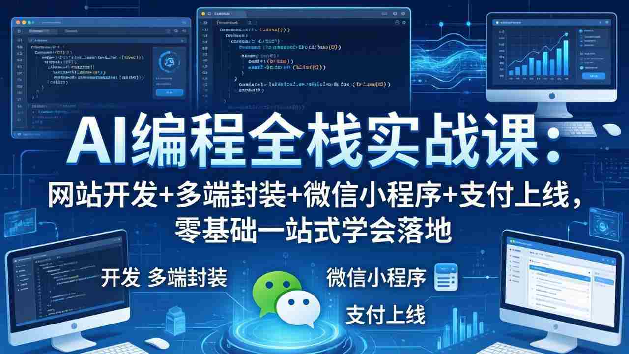 AI编程全栈实战课：网站开发+多端封装+微信小程序+支付上线，零基础一站式学会落地
